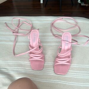 pink strappy heels